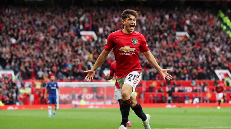 Daniel James goal celeb, Manchester United vs Chelsea, Premier League