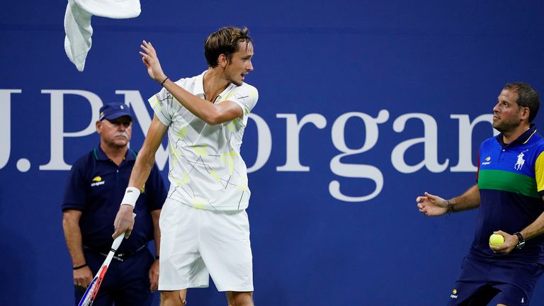 Daniil Medvedev snatched at a towel during his victory against Daniil Medvedev