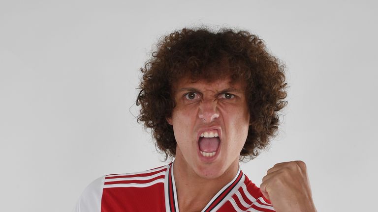 David Luiz poses during a photoshoot at London Colney