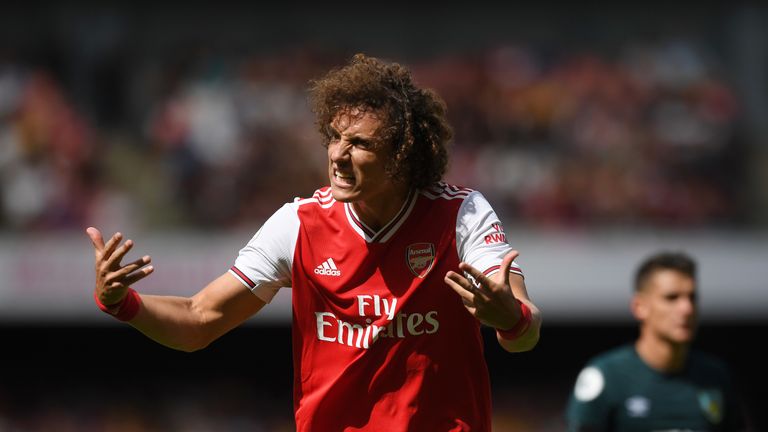 David Luiz gestures during Arsenal's Premier League match against Burnley