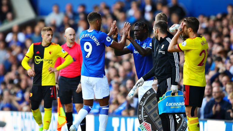 Calvert-Lewin makes way for new signing Moise Kean during Everton's win over Watford