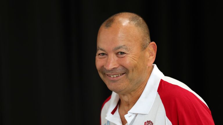 Eddie Jones attends a press conference to announce the England Rugby World Cup squad