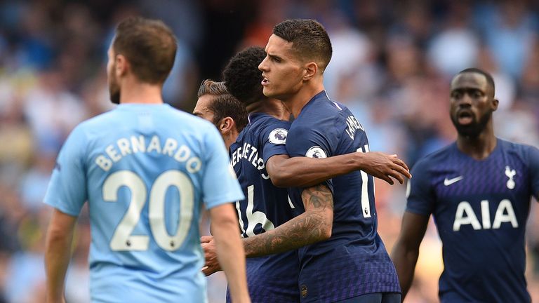 Erik Lamela celebrates his equaliser