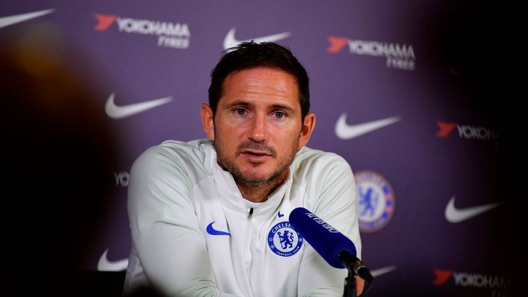 Frank Lampard during a Chelsea press conference at Cobham