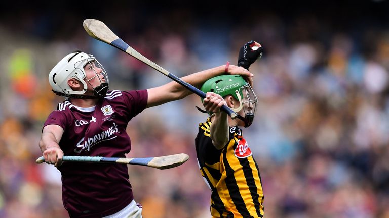 Peter McDonald of Kilkenny in action against Shane Morgan of Galway