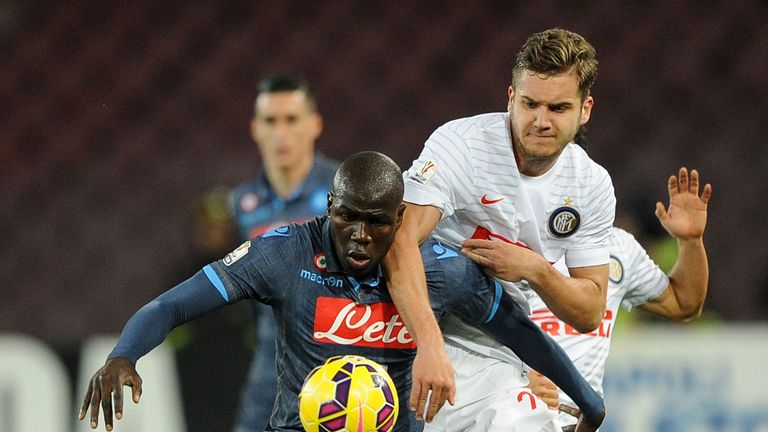 during the TIM Cup match between SSC Napoli and FC Internazionale at Stadio San Paolo on February 4, 2015 in Naples, Italy.