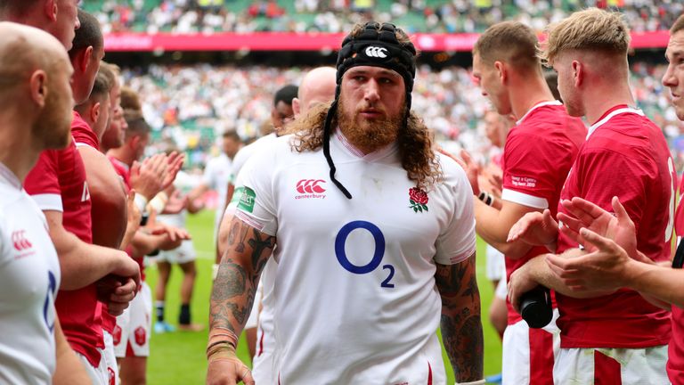 Harry Williams of England walks off the field following victory in the 2019 Quilter International match between England and Wales at Twickenham Stadium on August 11, 2019 in London, England