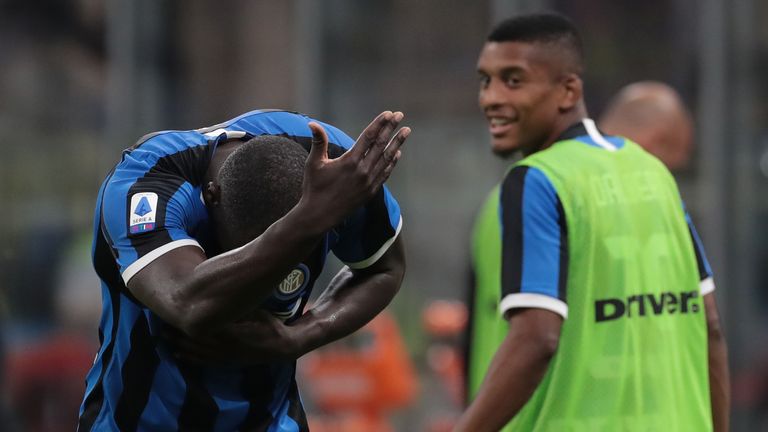 Lukaku bowed to the home crowd after scoring Inter's third goal of the night