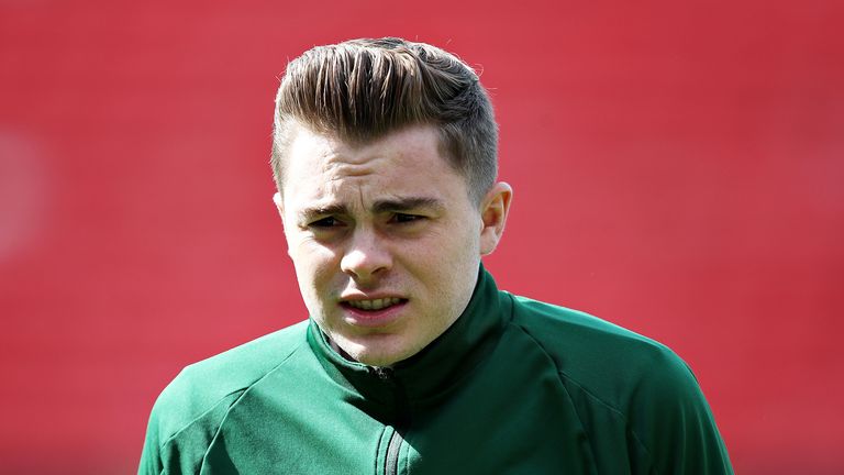 James Forrest of Celtic looks on before the Ladbrokes Scottish Premiership match between Aberdeen and Celtic at Pittodrie Stadium on May 04, 2019 in Aberdeen, Scotland.