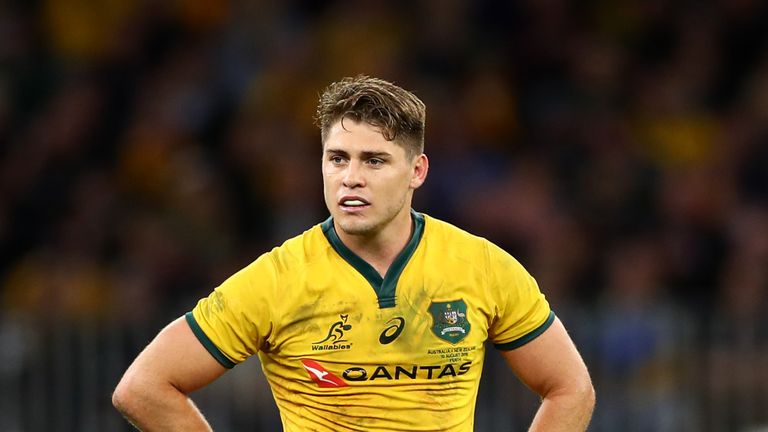 James O'Connor of the Wallabies looks on during the 2019 Rugby Championship Test Match between the Australian Wallabies and the New Zealand All Blacks at Optus Stadium on August 10, 2019 in Perth, Australia. 