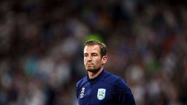 Jan Siewert during Huddersfield's 2-1 defeat to Derby County