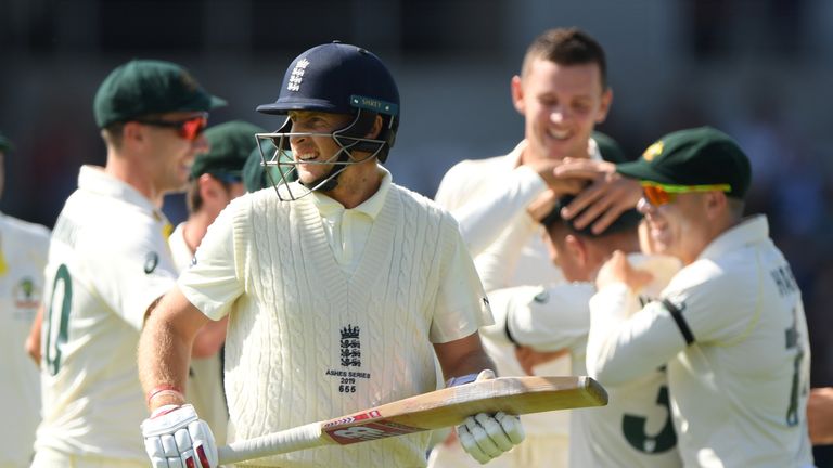 England captain Joe Root reacts after being dismissed for 0 during day two of the 3rd Test