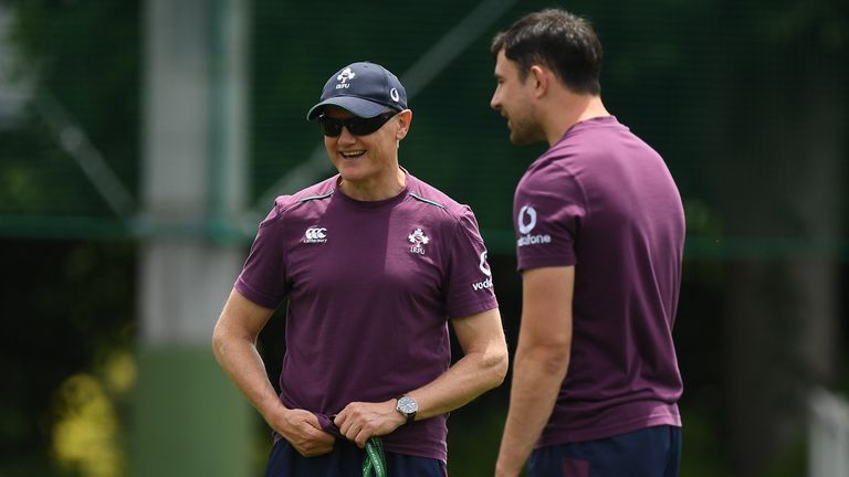 22 June 2017; Ireland head coach Joe Schmidt, left, with assistant coach Felix Jones during squad training at Ichikawa City, in Chiba, Japan. 