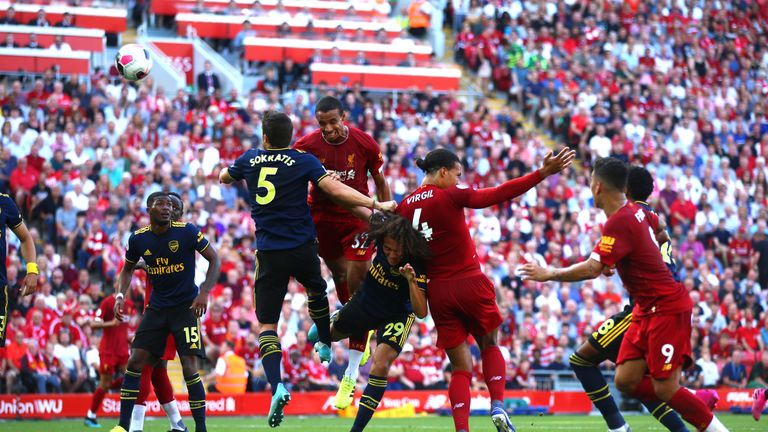 Joel Matip heads Liverpool in to a one-goal lead