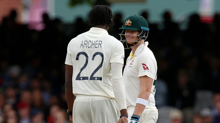 Jofra Archer and Steve Smith