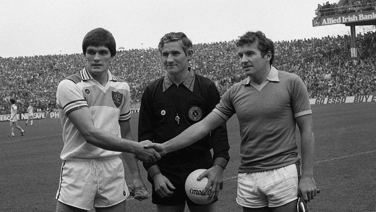 John Egan Sr, right, captained the Kingdom in the 1982 decider