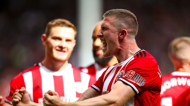 John Lundstram celebrates firing Sheffield United in front