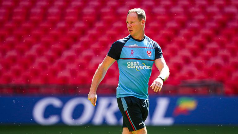 Picture by Alex Whitehead/SWpix.com - 23/08/2019 - Rugby League - Coral Challenge Cup Final - St Helens v Warrington Wolves - Wembley Stadium, London, England - St Helens head coach Justin Holbrook during the Captain's Run ahead of Saturday's final.