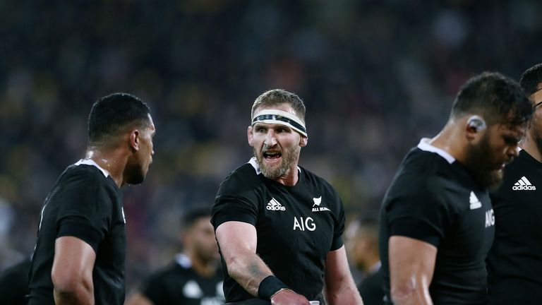 Kieran Read laying down the law to his side 