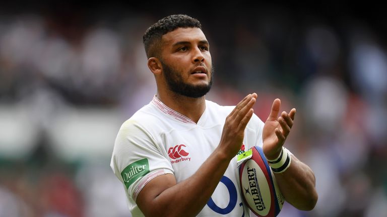 Lewis Ludlam of England applauds fans following victory in the 2019 Quilter International match between England and Wales at Twickenham Stadium on August 11, 2019 in London, England.