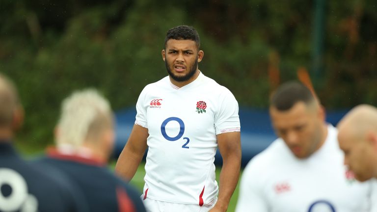 Lewis Ludlam looks on during England training at Clifton College on August 16, 2019