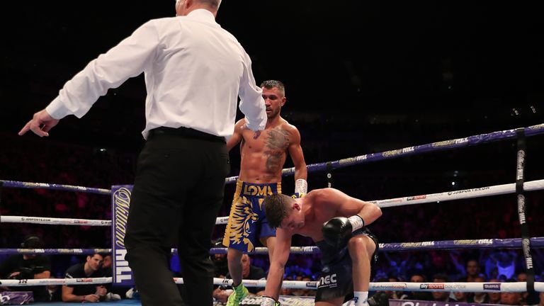 Vasiliy Lomachenko and Luke Campbell, WBC, WBA, WBO and Ring Magazine Lightweight World title fight, O2 Arena..31st August 2019.Picture By Mark Robinson. .