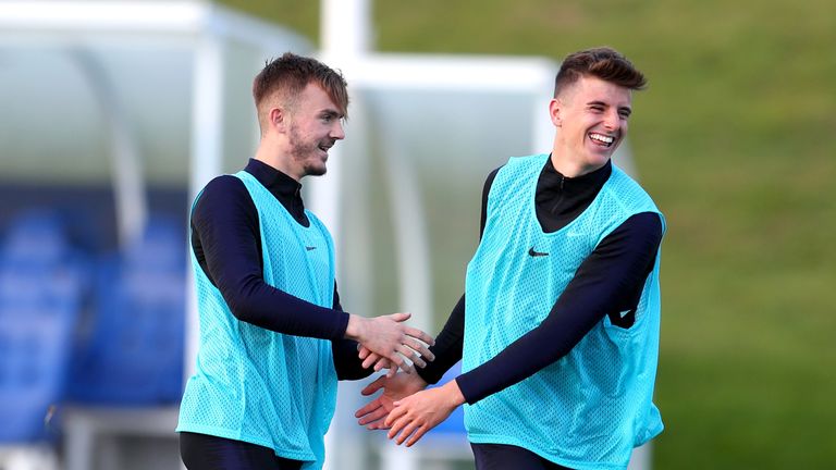 James Maddison and Mason Mount train with England