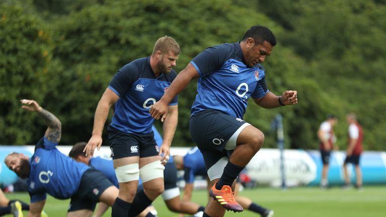 Mako Vunipola going through his paces at England's training base at Pennyhill Park