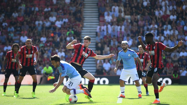 Pep Guardiola was unhappy at VAR for not awarding a penalty after David Silva went over in the box at Bournemouth