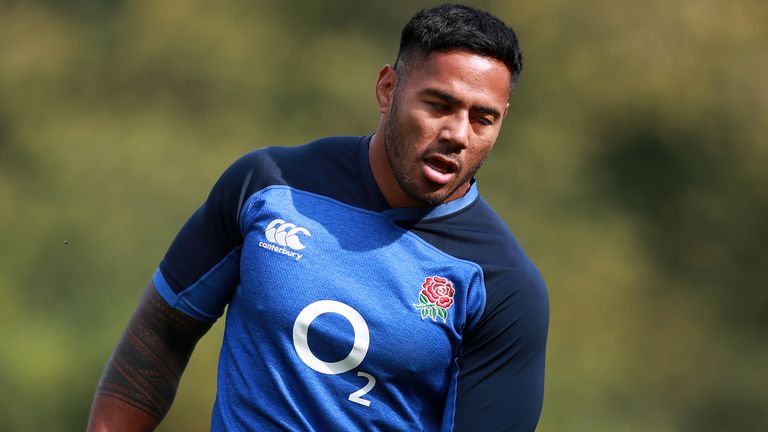 Manu Tuilagi trains with England ahead of the Rugby World Cup