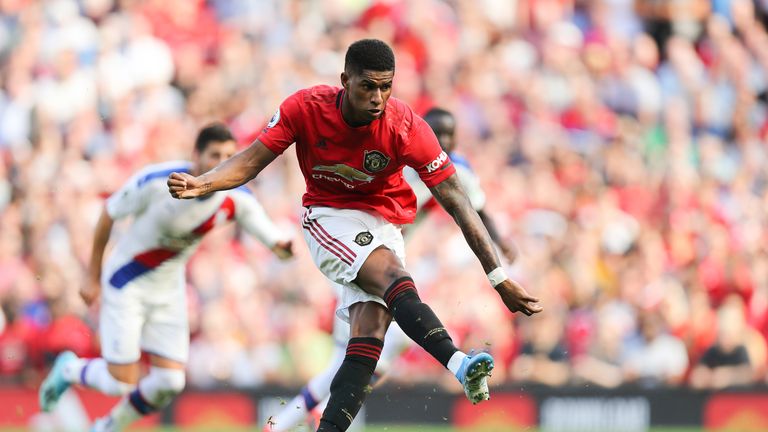 Marcus Rashford misses a second half penalty