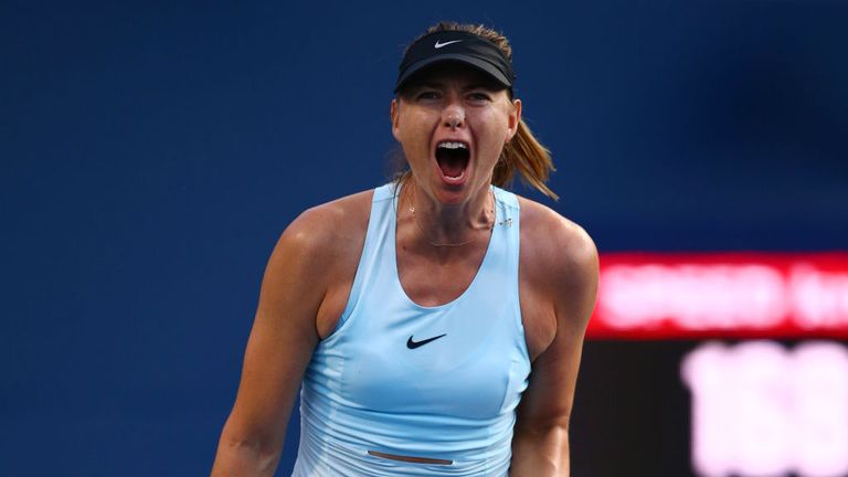 Maria Sharapova roaring in delight during her first round clash in Cincinnati