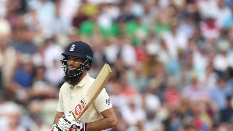 Moeen Ali looks dejected after being bowled for nought by Nathan Lyon in first Ashes Test at Edgbaston