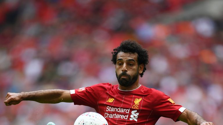 Mohamed Salah in action during the Community Shield