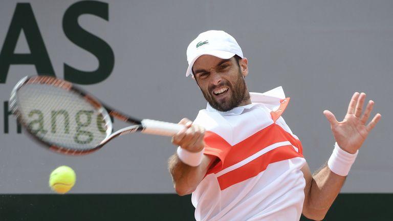 Spain's Pablo Andujar returns the ball to Italy's Matteo Berrettini during their men's singles first round match on day 1 of The Roland Garros 2019 French Open tennis tournament in Paris on May 26, 2019.