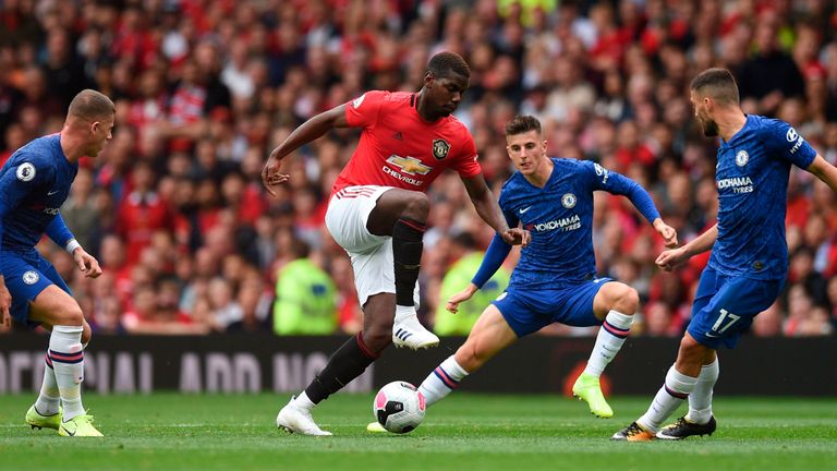 Paul Pogba registered two assists in United's 4-0 win over Chelsea on Sunday.