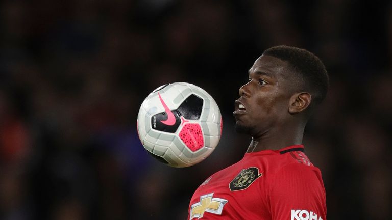 Paul Pogba controls the ball during the Premier League match against Wolves at Molineux