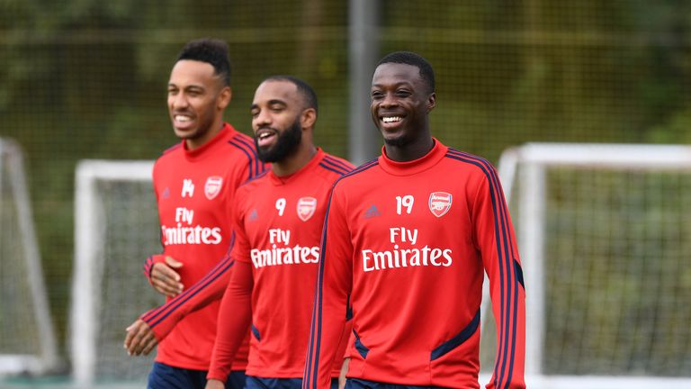 Pierre-Emerick Aubameyang, Alexandre Lacazette and Nicolas Pepe