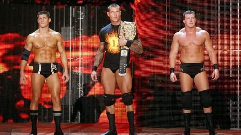 Randy Orton formed The Legacy in 2009 with members Cody Rhodes (leff) and Ted DiBiase Jr (right)