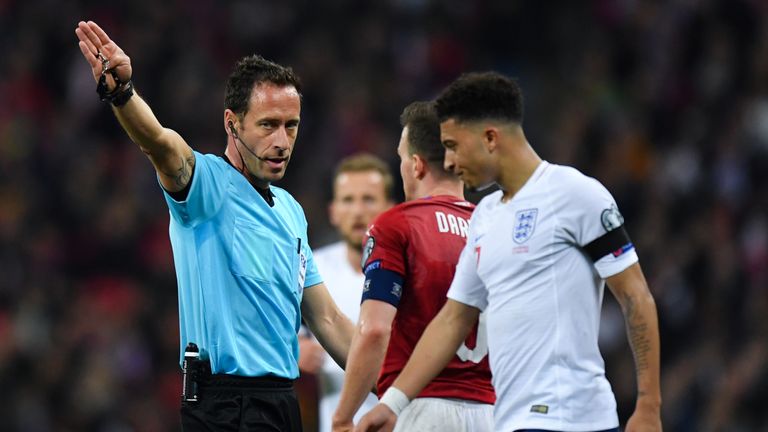 Portuguese referee Artur Dias took charge of England's game with Czech Republic in March