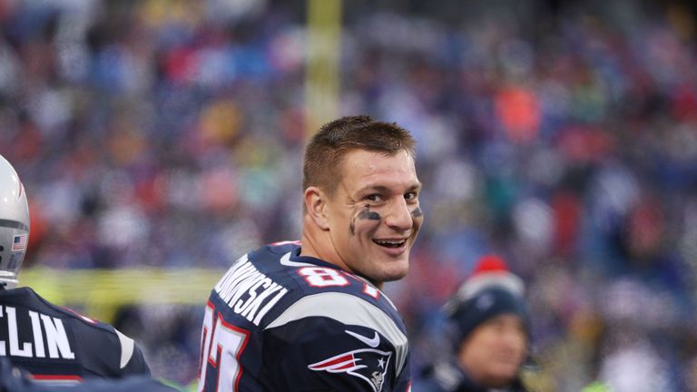 Rob Gronkowski during the second half at New Era Field on October 30, 2016 in Buffalo, New York.