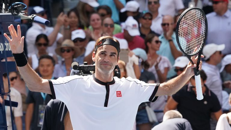 Roger Federer of Switzerland wins against Daniel Evans of Great Britain during their Round Three Men's Singles match at the 2019 US Open at the USTA Billie Jean King National Tennis Center in New York on August 30, 2019