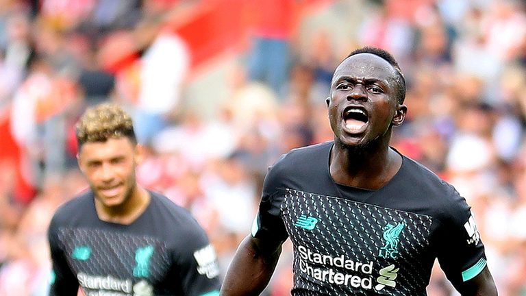 Sadio Mane celebrates his goal