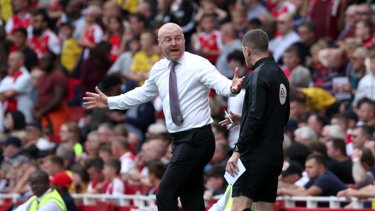 Burnley manager Sean Dyche gestures on the touchline during the Premier League match at The Emirates Stadium, London.