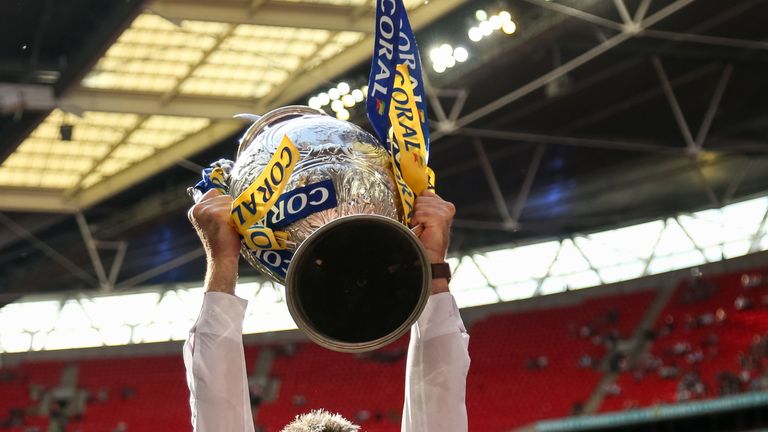 Warrington's coach Steve Price celebrates winning the Coral Challenge Cup Final at Wembley Stadium, London. PRESS ASSOCIATION Photo. Picture date: Saturday August 24, 2019. See PA story RUGBYL Final. Photo credit should read: Paul Harding/PA Wire. RESTRICTIONS: Editorial use only. No commercial use. No false commercial association. No video emulation. No manipulation of images.