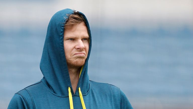 Australia's Steve Smith during a nets session at Headingley on August 20, 2019