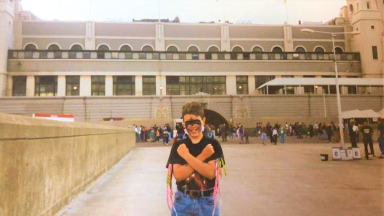 Matty Dybala soaks up the atmosphere outside Wembley in 1992
