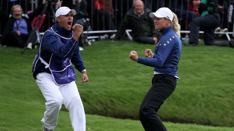 during the singles matches on day three of the 2011 Solheim Cup at Killeen Castle Golf Club on September 25, 2011 in Dunshaughlin, County Meath, Ireland.