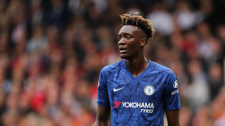 Tammy Abraham in action for Chelsea in their 4-0 defeat at Manchester United on the opening weekend of the 2019/20 Premier League season