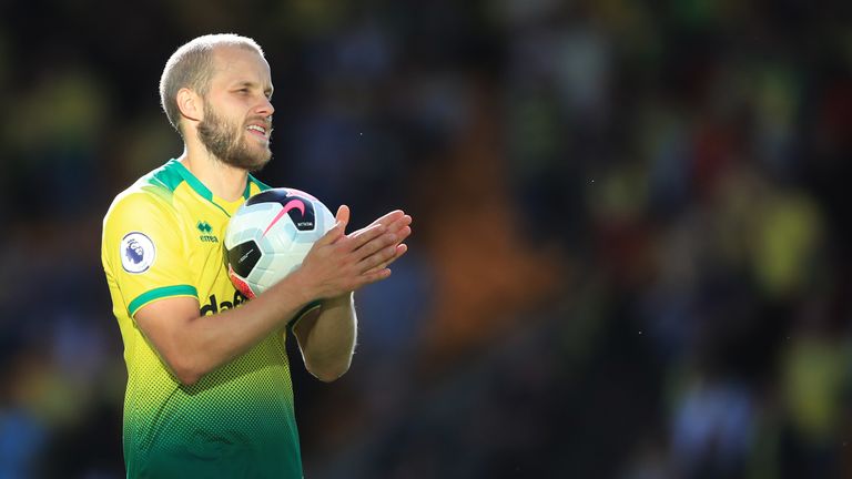 Teemu Pukki with the match ball at full-time